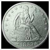 1853 Arrows/Rays Seated Liberty Half Dollar UNCIRC