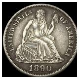 1890-S Silver Dime CLOSELY UNCIRCULATED