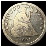 1891 Silver Seated Liberty Dime LIGHTLY CIRCULATED
