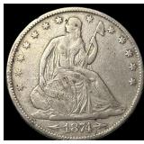 1874 Arrows Seated Liberty Half Dollar NEARLY UNCI