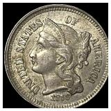 1868 Nickel Three-Cent Piece ABOUT  UNCIRCULATED
