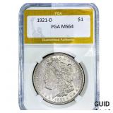 1921-D Morgan Silver Dollar PGA MS64