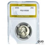 1936 Washington Silver Quarter PGA MS66