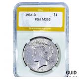 1934-D Silver Peace Dollar PGA MS65