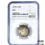 1913-S Barber Quarter NGC G4