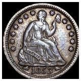 1853 Arrows Seated Liberty Half Dime CLOSELY  UNC