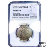 1800/798 Draped Bust Large Cent NGC AU50 BN 1st Ha