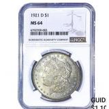 1821-D Morgan Silver Dollar NGC MS54