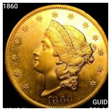 1860 $20 Gold Double Eagle CHOICE BU PL