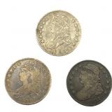 [3 Coins] 1807-1831 Capped Bust Half Dollar