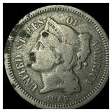 1865 Nickel Three-Cent Piece NEARLY UNCIRCULATED
