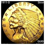 1911-D Strong $2.50 Gold Quarter Eagle UNC