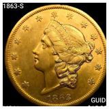 1863-S $20 Gold Double Eagle UNCIRCULATED