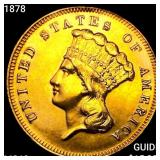 1878 $3 Gold Piece CHOICE BU