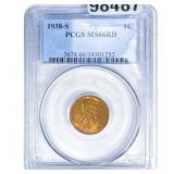 1938-S Wheat Cent PCGS MS66 RD