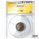 1916-S Wheat Cent ANACS AU55