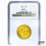 1881 $10 Gold Eagle NGC MS61