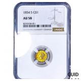 1854-S Rare Gold Dollar NGC AU58
