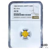 1864 Round California Gold Half Dollar NGC AU58 BG