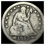 1853 Arrows Seated Liberty Quarter LIGHTLY CIRCULA