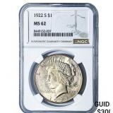 1922-S Silver Peace Dollar NGC MS62