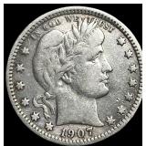 1907 Barber Quarter CHOICE BU