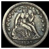 1857-O Silver Seated Liberty Dime NEARLY UNCIRCULA