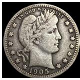1905-S Silver Barber Quarter NEARLY UNCIRCULATED
