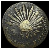 1868 Mexico Silver 8 Reales Zacatecas Mint ABOUT U