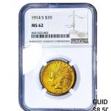 1914-S $10 Gold Eagle NGC MS62