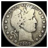 1909-S Silver Barber Half Dollar LIGHTLY CIRCULATE