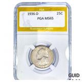 1936-D Washington Silver Quarter PGA MS65