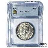 1943 Walking Liberty Half Dollar ICG MS64