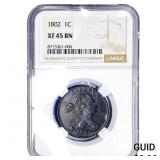 1802 Draped Bust Cent NGC XF45 BN