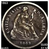 1863 Seated Liberty Half Dime CLOSELY UNCIRCULATED
