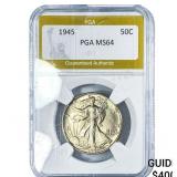 1945 Walking Liberty Half Dollar PGA MS64