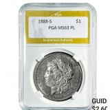 1888-S Morgan Silver Dollar PGA MS63 PL