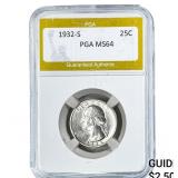 1932-S Washington Silver Quarter PGA MS64