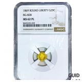 1869 Round California Gold Quarter NGC MS62 PL BG-