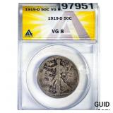 1919-D Walking Liberty Half Dollar ANACS VG8