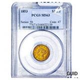 1853 $2.50 Gold Quarter Eagle PCGS MS63