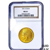 1911-D $10 Gold Eagle NGC MS61