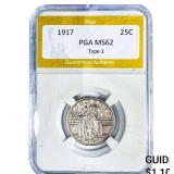 1917 Standing Liberty Quarter PGA MS62 Type 1