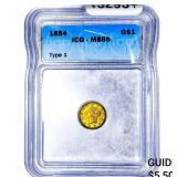 1854 Rare Gold Dollar ICG MS65
