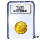 1910-D $10 Gold Eagle NGC MS65
