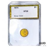 1874 Rare Gold Dollar PCI VF30