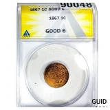 1867 Indian Head Cent ANACS G6