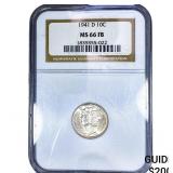 1941-D Mercury Silver Dime NGC MS66 FB