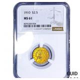 1910 $2.50 Gold Quarter Eagle NGC MS61