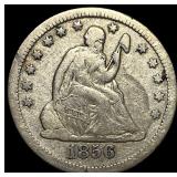 1856-O Silver Seated Liberty Quarter NEARLY UNCIRC
